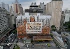 Mural gigante denuncia bilionários dos EUA que lucram com desmatamento no Brasil 
