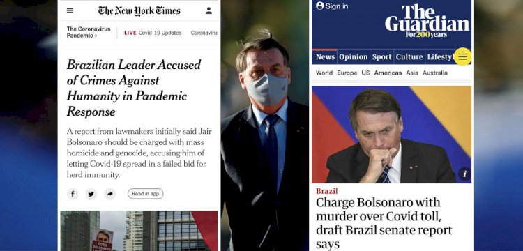 Bolsonaro acusado de crimes contra humanidade é destaque na imprensa estrangeira