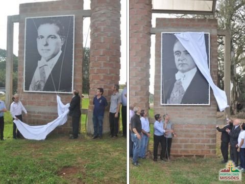 Painéis prestam homenagem aos presidentes no acesso de São Borja.